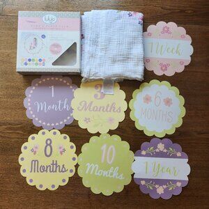 ADORABLE LULUJO BABY Baby's First Year Blanket and Cards Set Isn't She Lovely